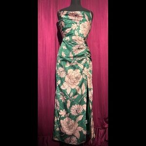 Milly Green and Baby Pink Floral Midi Cocktail Dress